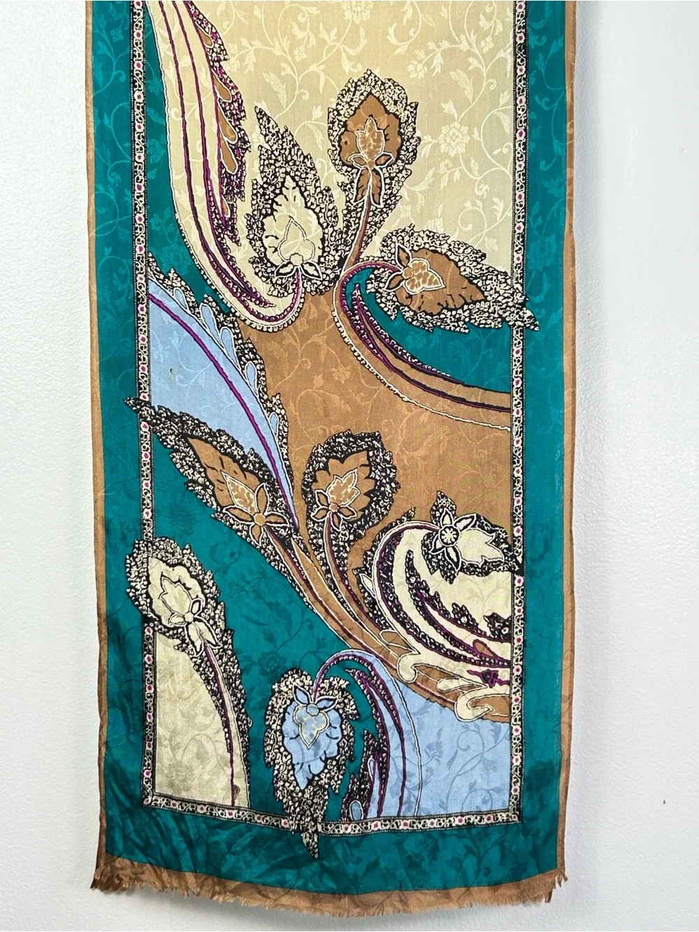 Oscar De La Renta Vintage Silk Floral Paisley Scarf